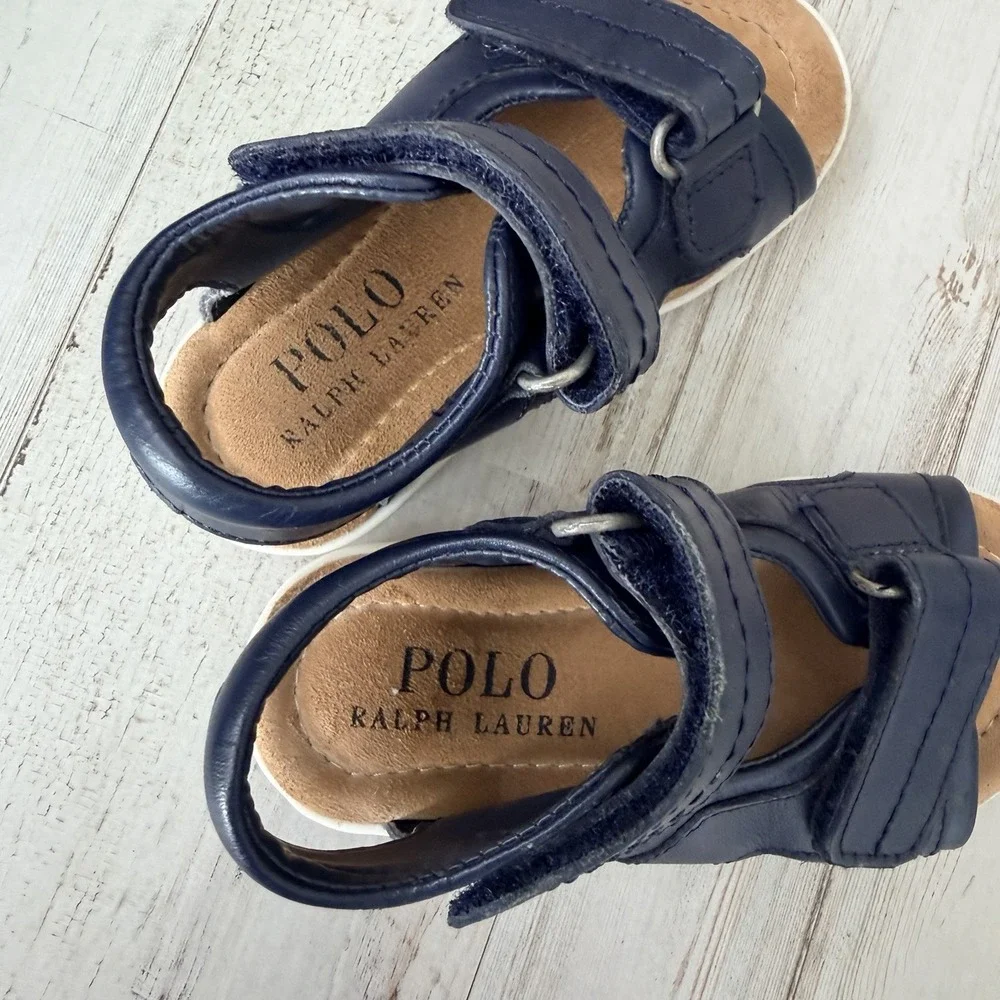 Polo Ralph Lauren Duncen‎ Toddler Full Grain Leather Sandals Blue Size 6 Summer